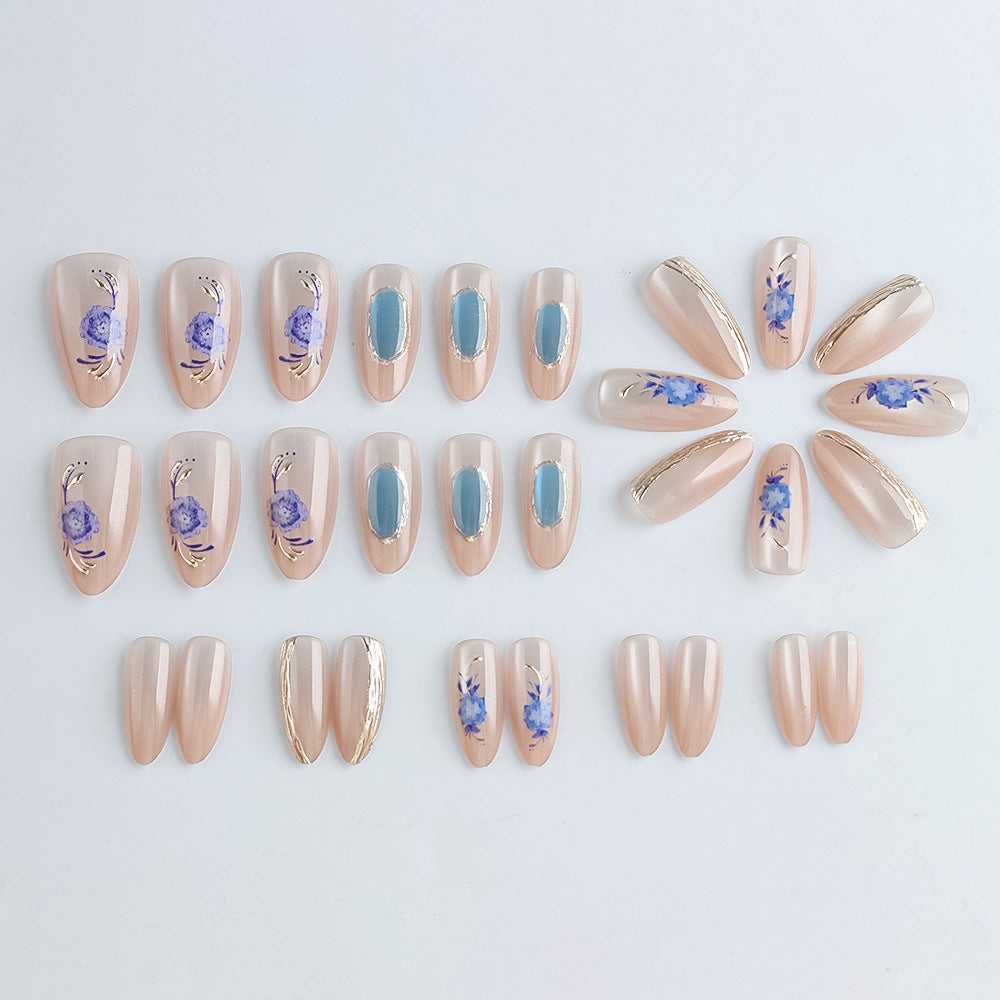 Artistic Floral Press-On Nail Art Set Bowlift