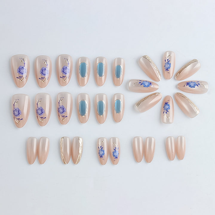 Artistic Floral Press-On Nail Art Set Bowlift