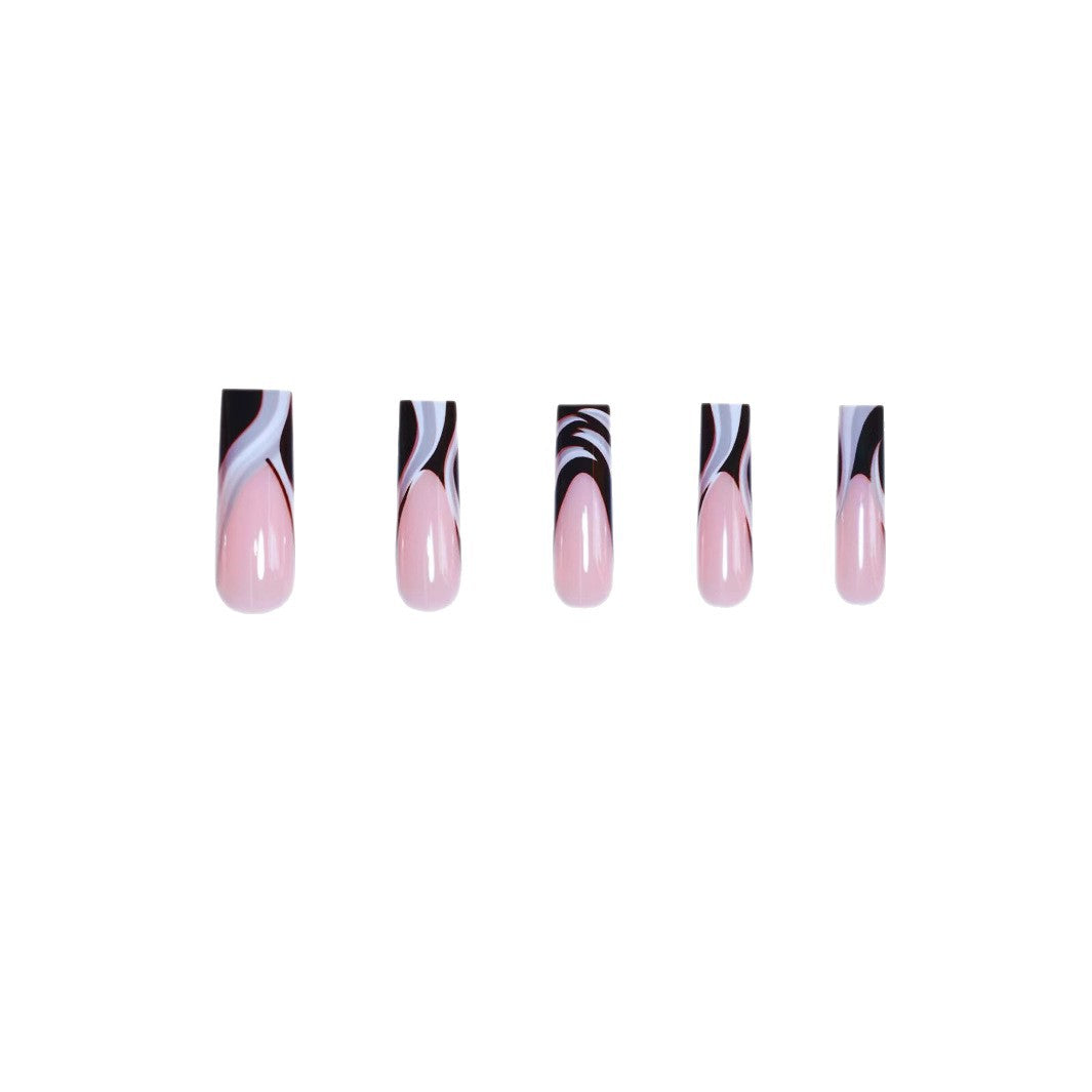 Artistic Marbled Acrylic Nail Enhancements Bowlift
