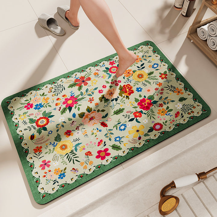 Floral Patterned Bath Comfort Mat Bowlift