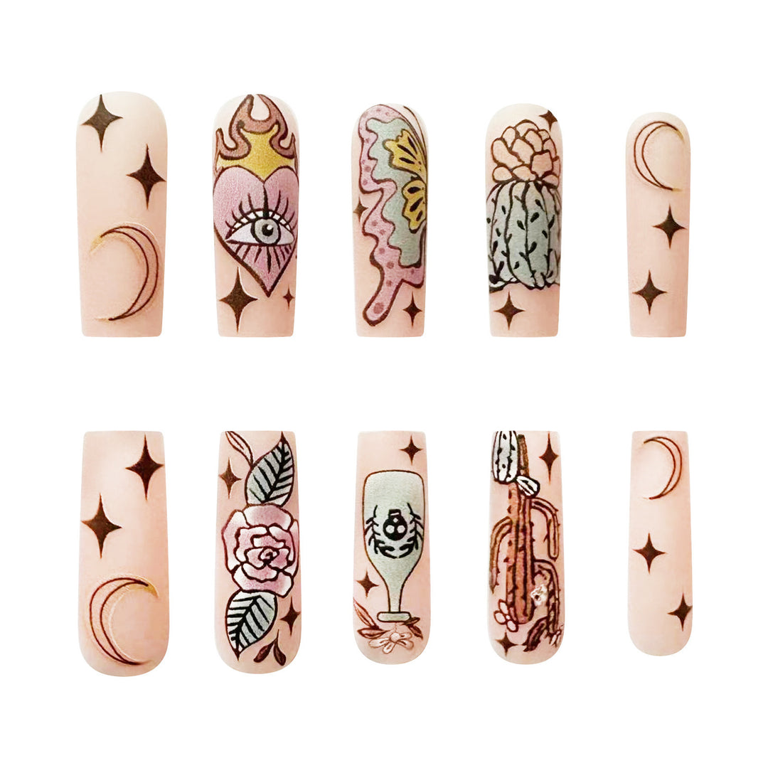 Nail art set with creative illustrations Bowlift