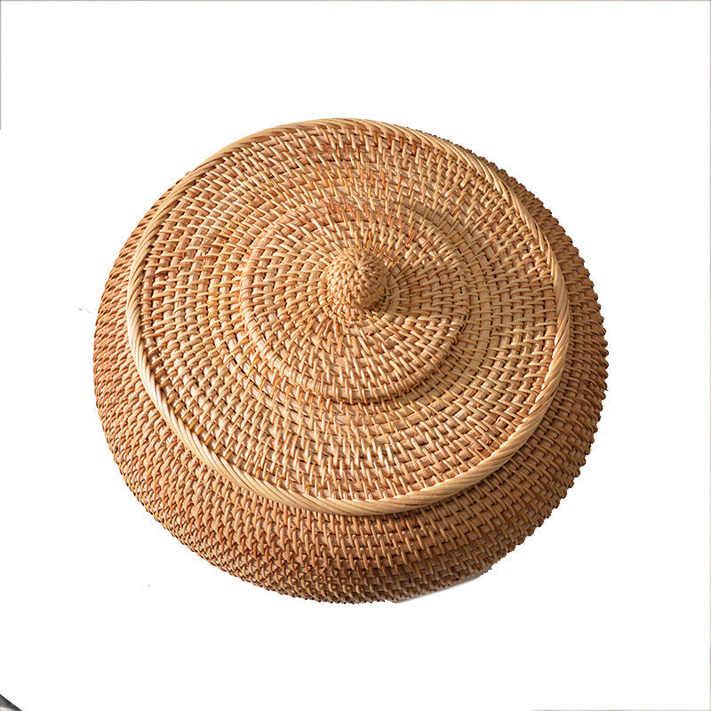 Women's round storage basket made of woven natural material Bowlift