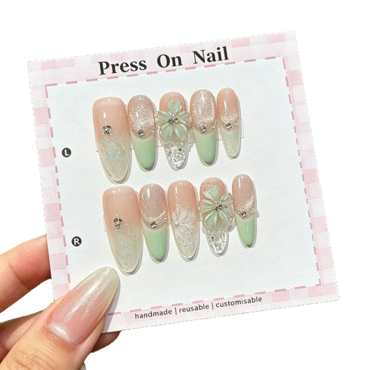 Elegant Floral Acrylic Press-On Nail Set