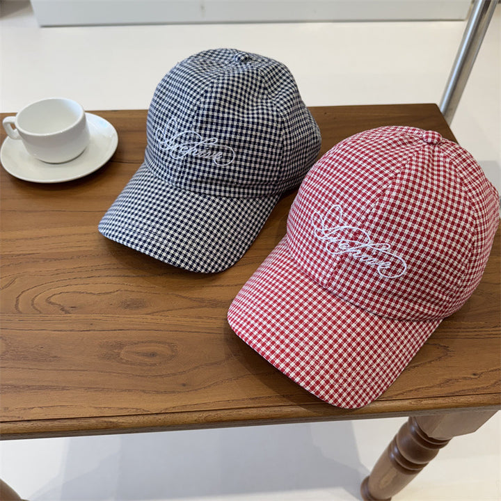Women's Gingham Checkered Baseball Cap Bowlift