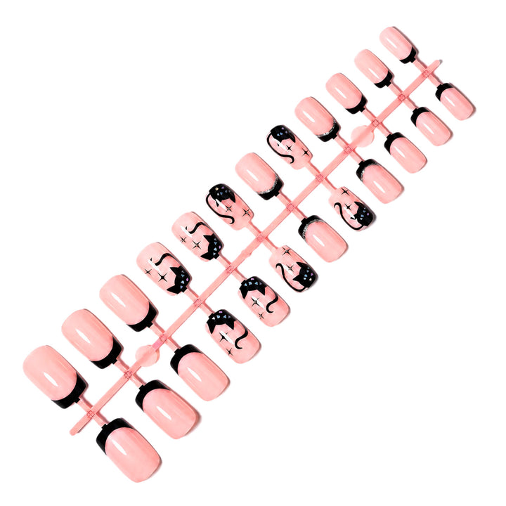 Decorative Cat-Themed Press-On Nail Set Bowlift