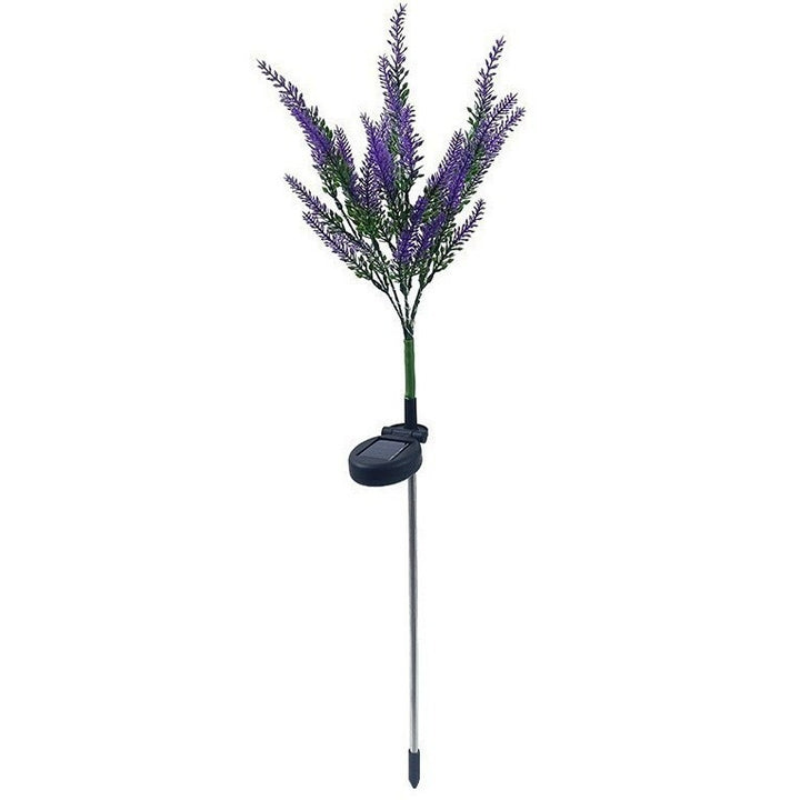 Solar-Powered Simulated Lavender Blossom Garden Stake Lights With Stake-Mounted Control Bowlift
