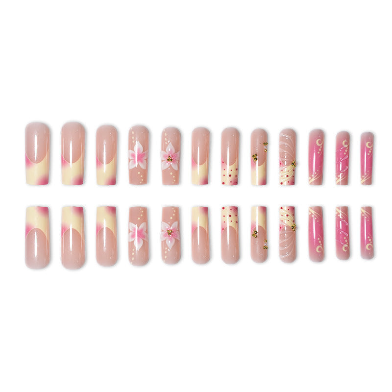 Artistic Floral and Polka Dot Press-On Nail Set Bowlift