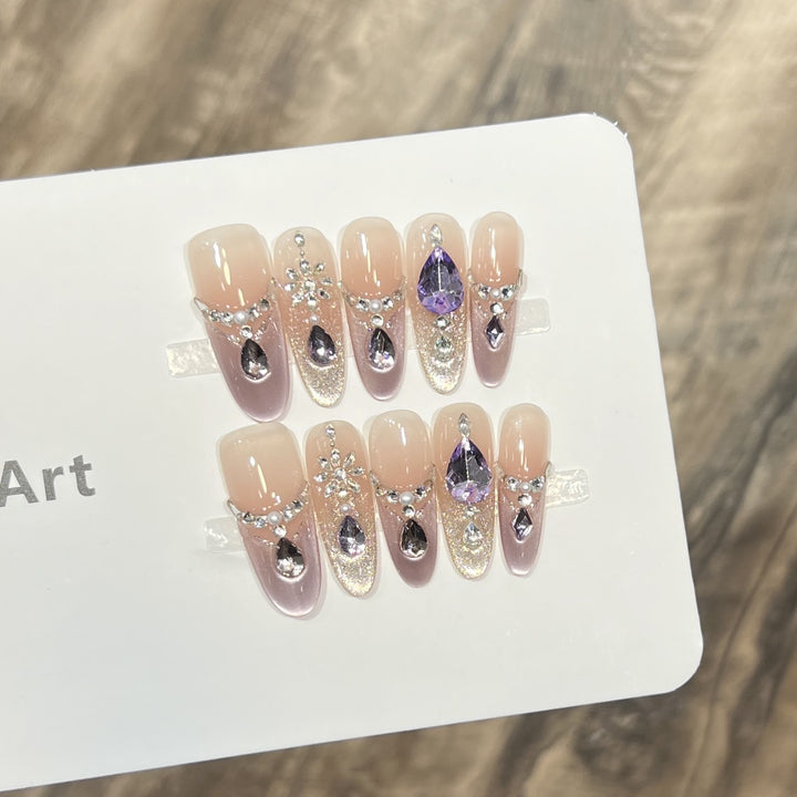 Glamorous Stiletto Nail Art with Rhinestones Bowlift