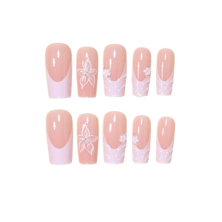 Elegant Floral Press-On Nail Art Bowlift