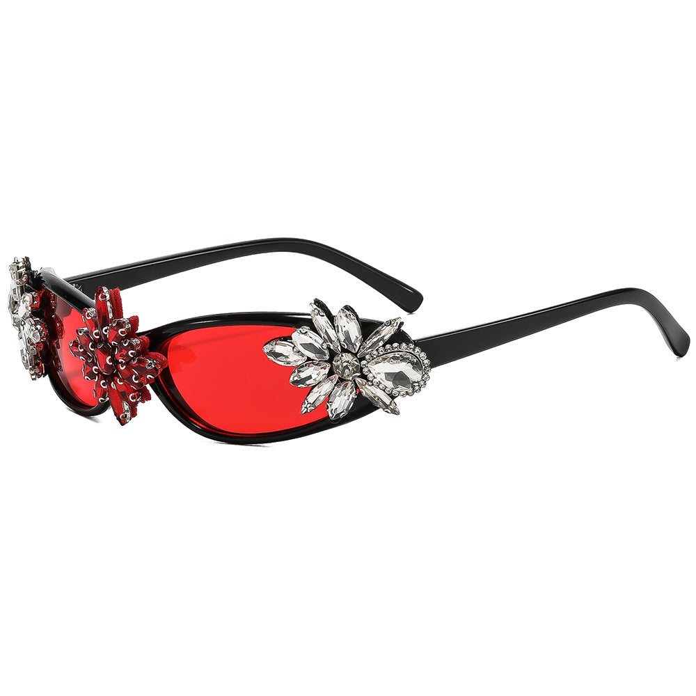 Ladies Glamorous Designer Sunglasses with Floral Accents Bowlift