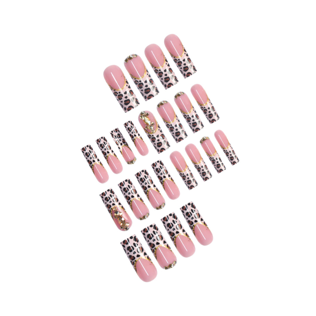 Artistic Leopard Print Press-On Nail Design Bowlift