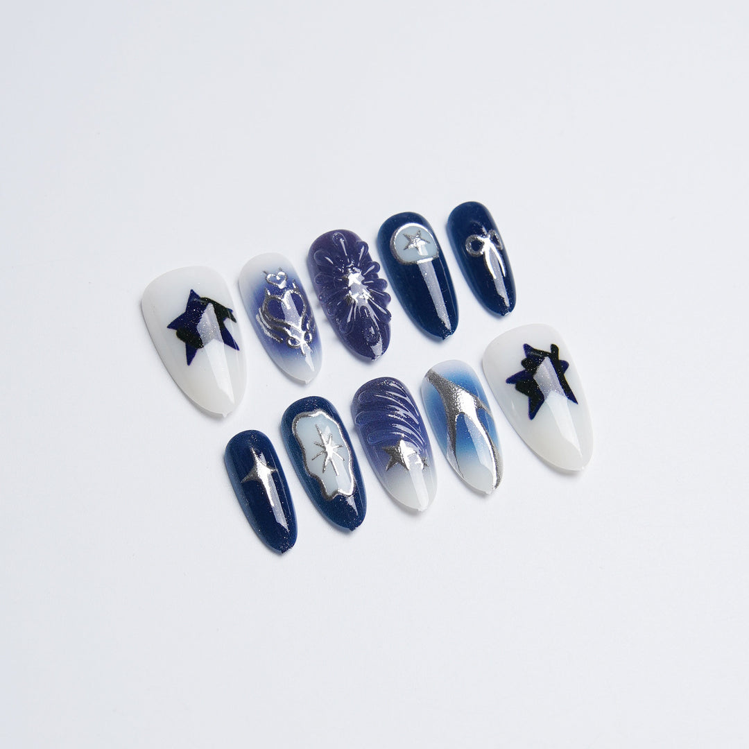 Acrylic nail set with stylish designs Bowlift