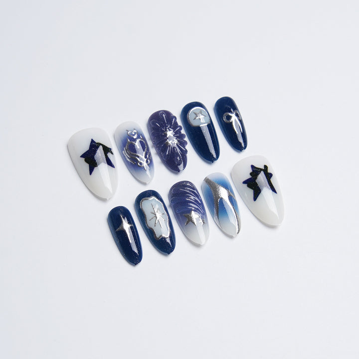 Acrylic nail set with stylish designs Bowlift