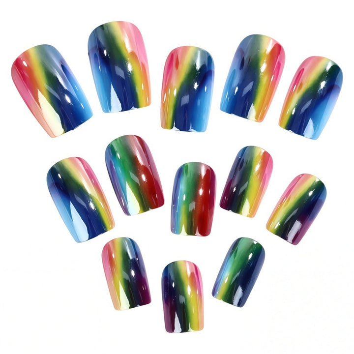 Colorful artificial nails in rainbow design Bowlift