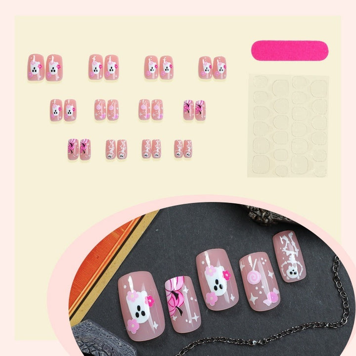 Acrylic nail set with creative animal and flower designs Bowlift
