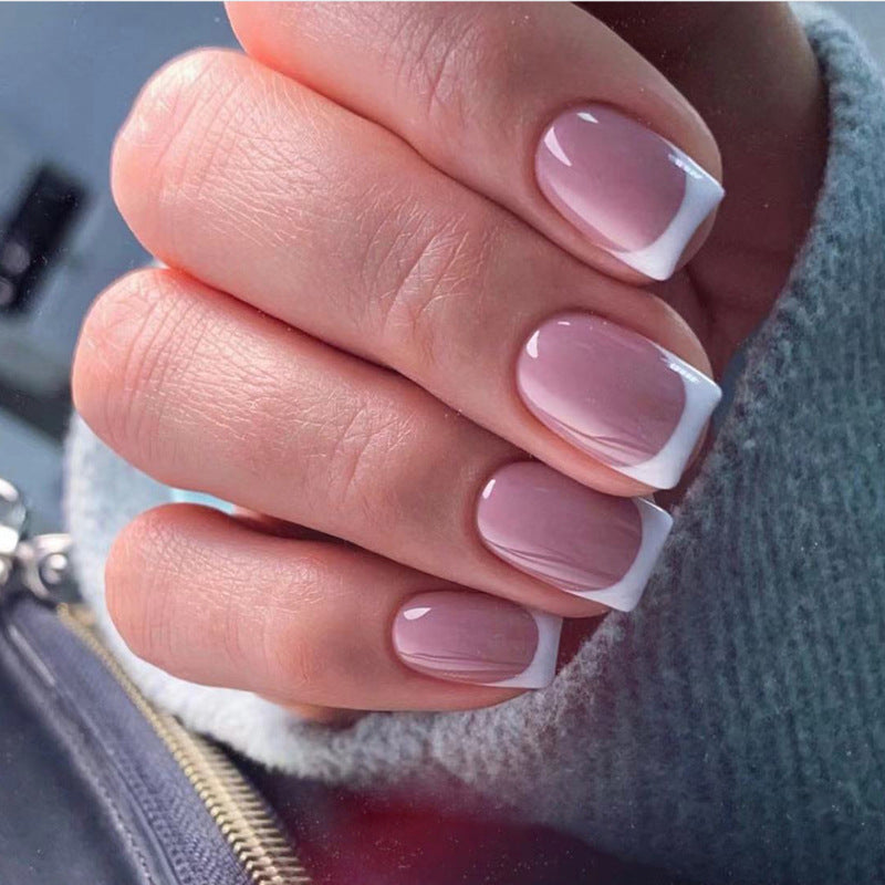 Classic French Tip Press-On Nails Bowlift