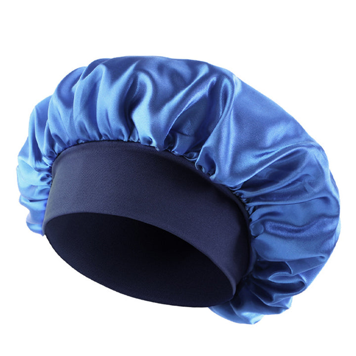 Satin sleep bonnet with wide protective elastic band Bowlift