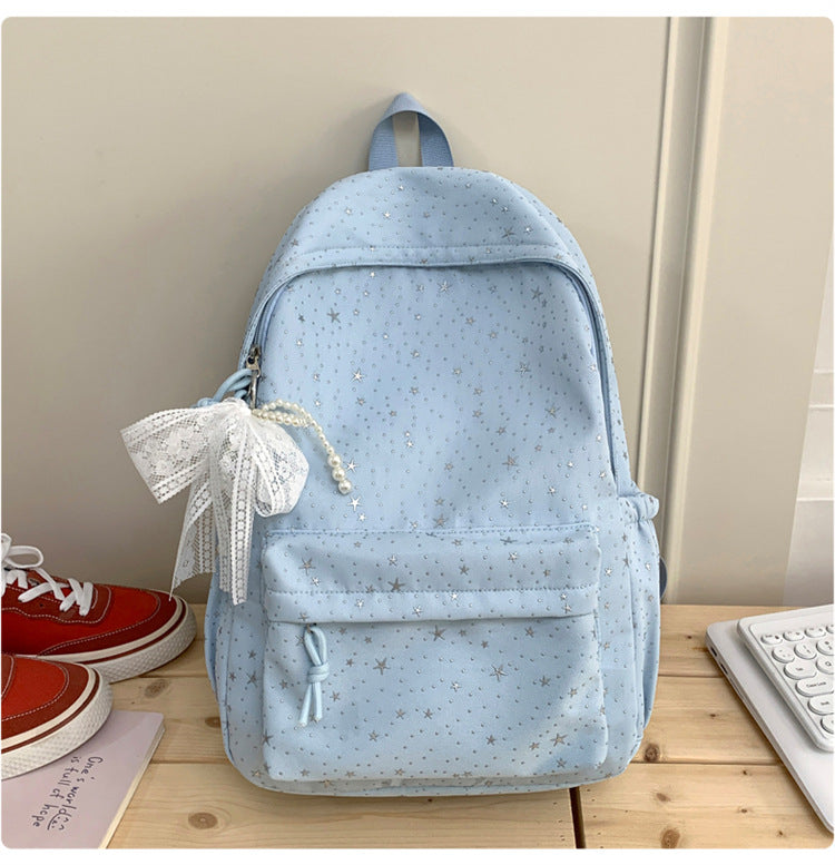 Stylish Star-Print Casual School Backpack Bowlift