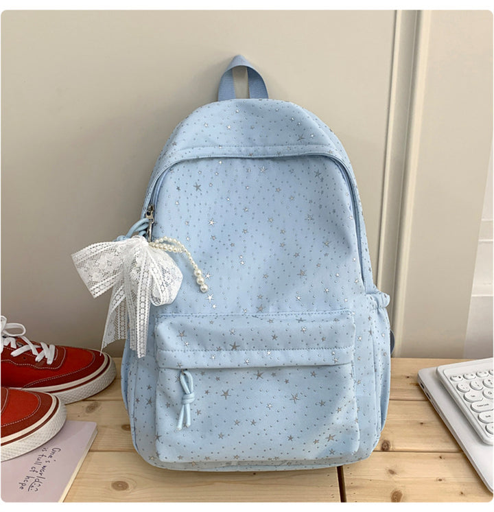 Stylish Star-Print Casual School Backpack Bowlift