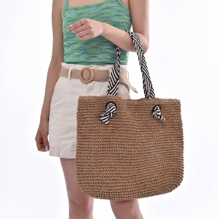 Handbag with Striped Shoulder Straps Bowlift