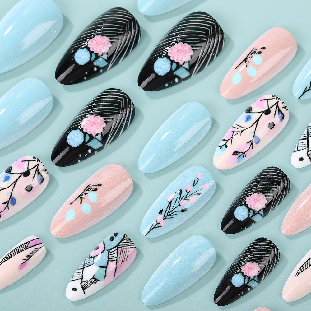 Artificial nails with floral accents Bowlift