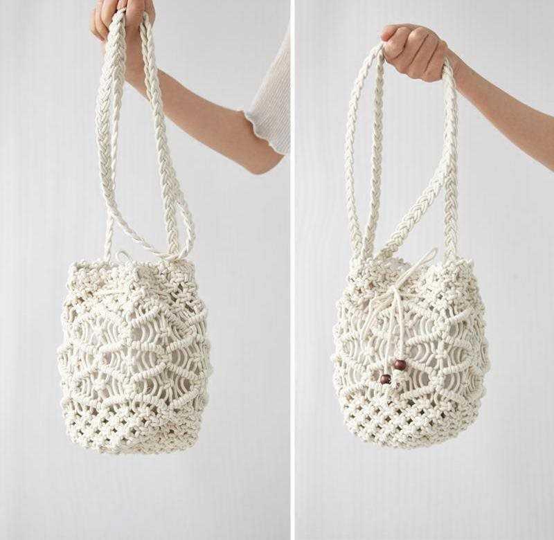 Macrame Messenger Bag with Decorative Pattern Bowlift