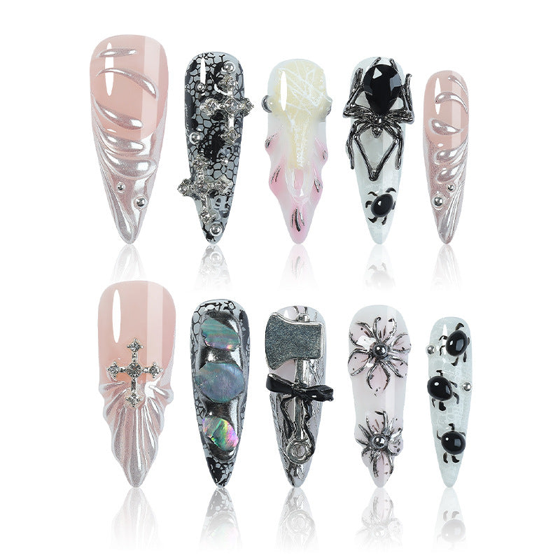 Creative nail art set with Halloween motifs and intricate details Bowlift