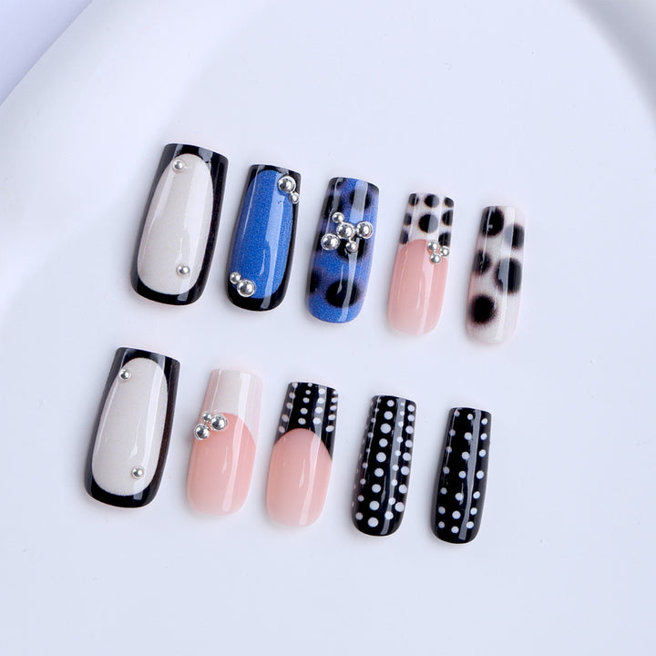 Stylish Point and Marble Design Artificials Nails Bowlift