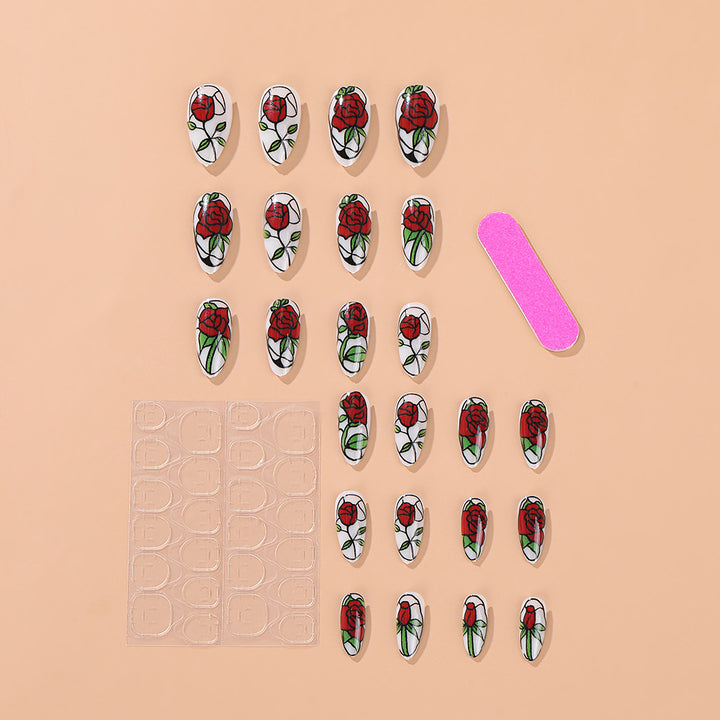 Elegantly designed artificial nails with floral pattern Bowlift