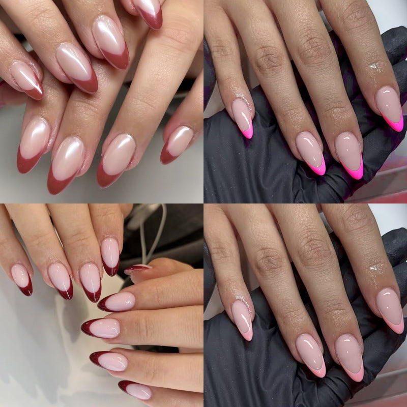 Elegant French Tip Press-On Nail Set Bowlift