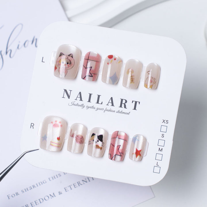 Artificial nails with elegant ombre effect and glitter coating Bowlift