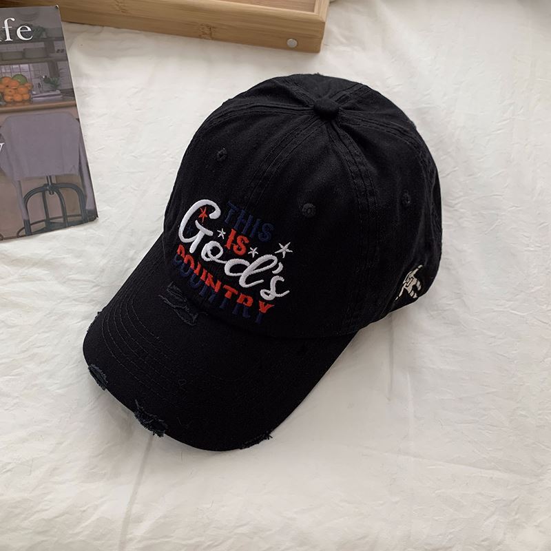 Men's Distressed Embroidered Baseball Cap Bowlift