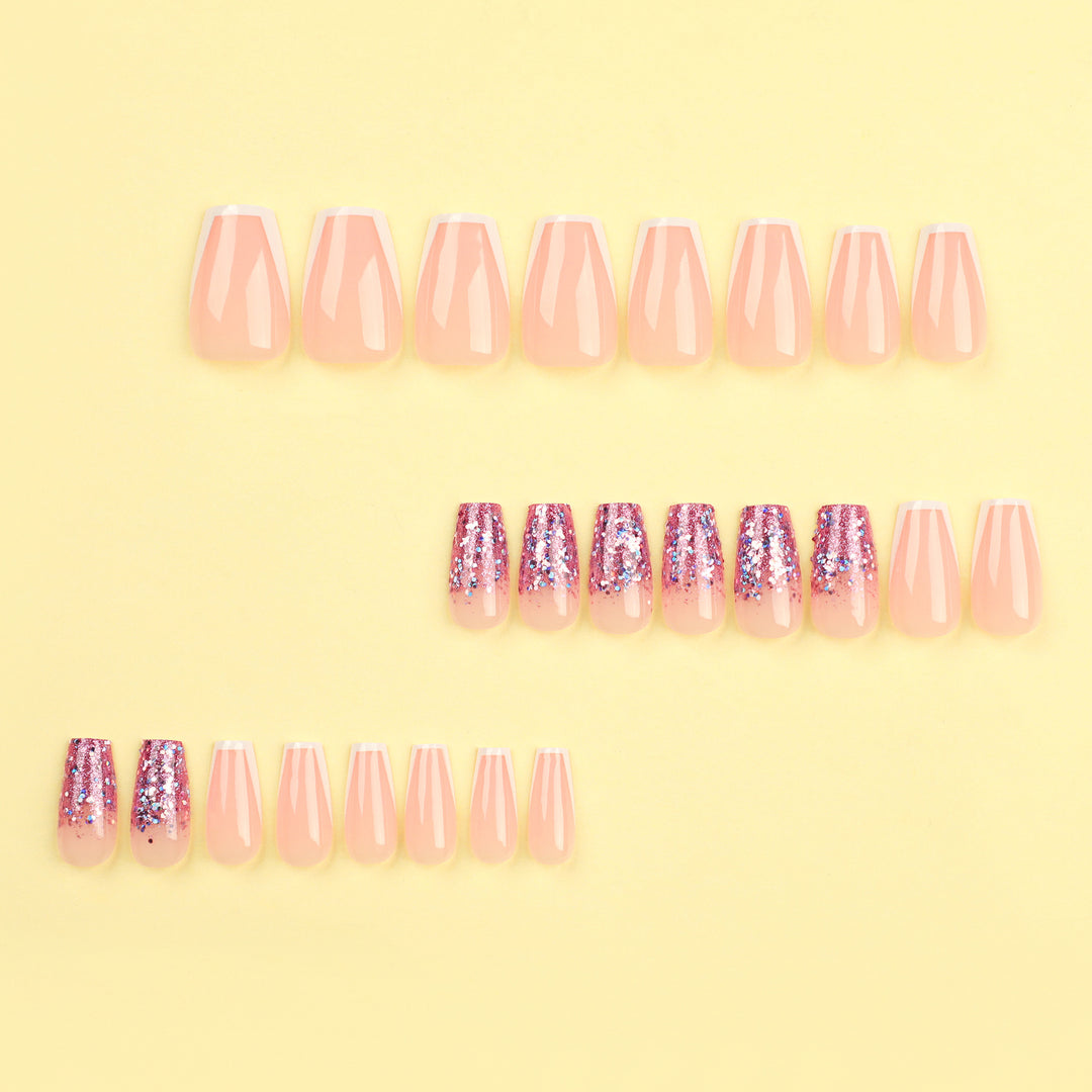 Glamorous glitter nails with elegant French tip design Bowlift