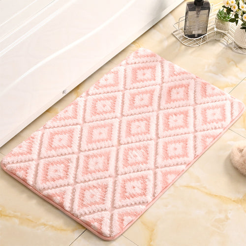 Diamond-Patterned Soft Bathroom Mat