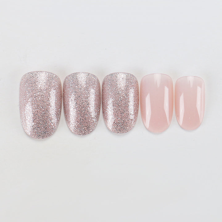 Elegant Glittery Almond Shaped Press-On Nails Bowlift