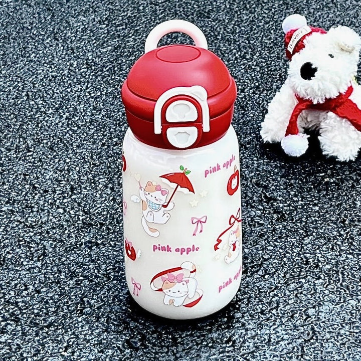 Women's insulated drinking bottle with playful animal design and secure flip-top lid Bowlift