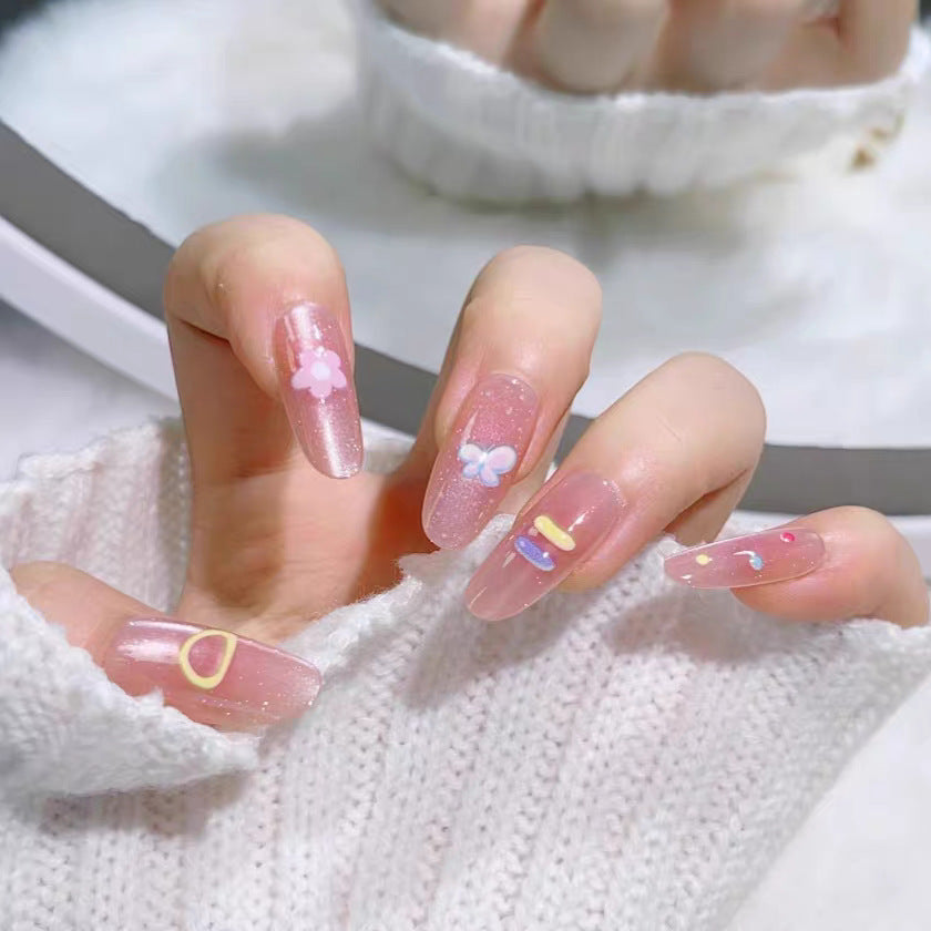 Artistic Floral Design Press-On Nail Set Bowlift