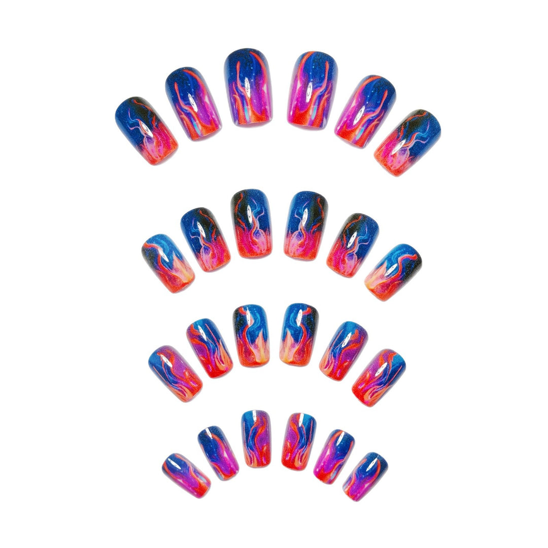 Creative Gel Nails with Luminous Wave Pattern Bowlift