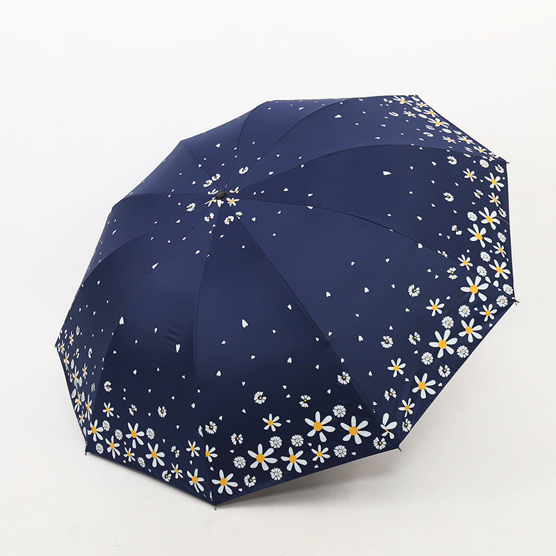 Ladies umbrella with floral design and reinforced frame Bowlift