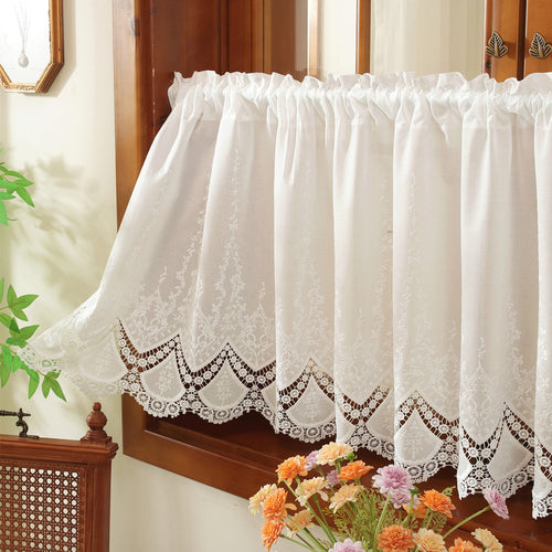 Embroidered Lace Kitchen Curtain