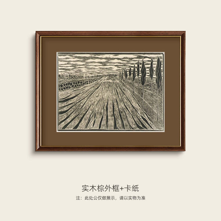 Framed Wooden Landscape Art