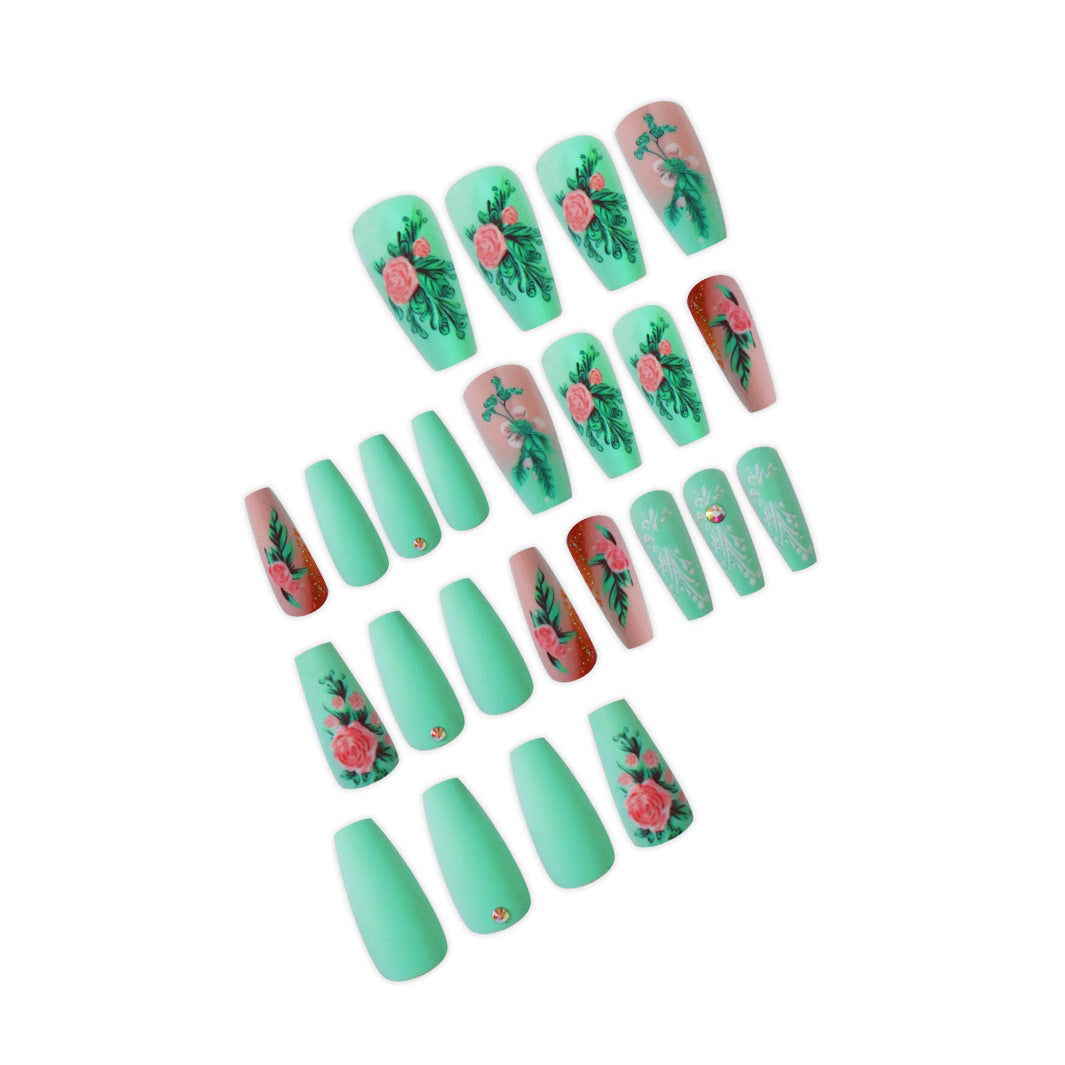 Floral Embellished Press-On Nail Set Bowlift