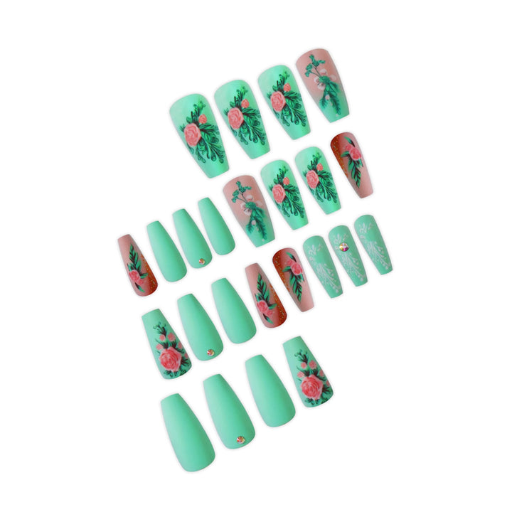 Floral Embellished Press-On Nail Set Bowlift