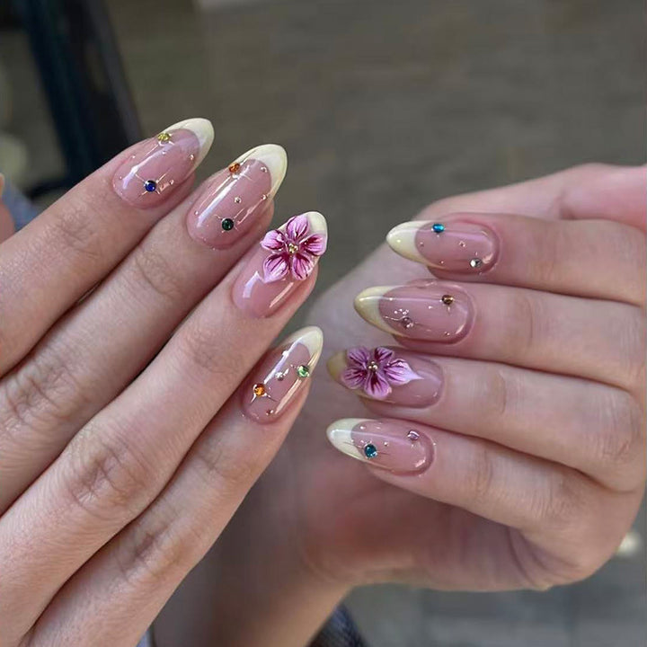 Floral Accented Press-On Nail Extensions Bowlift