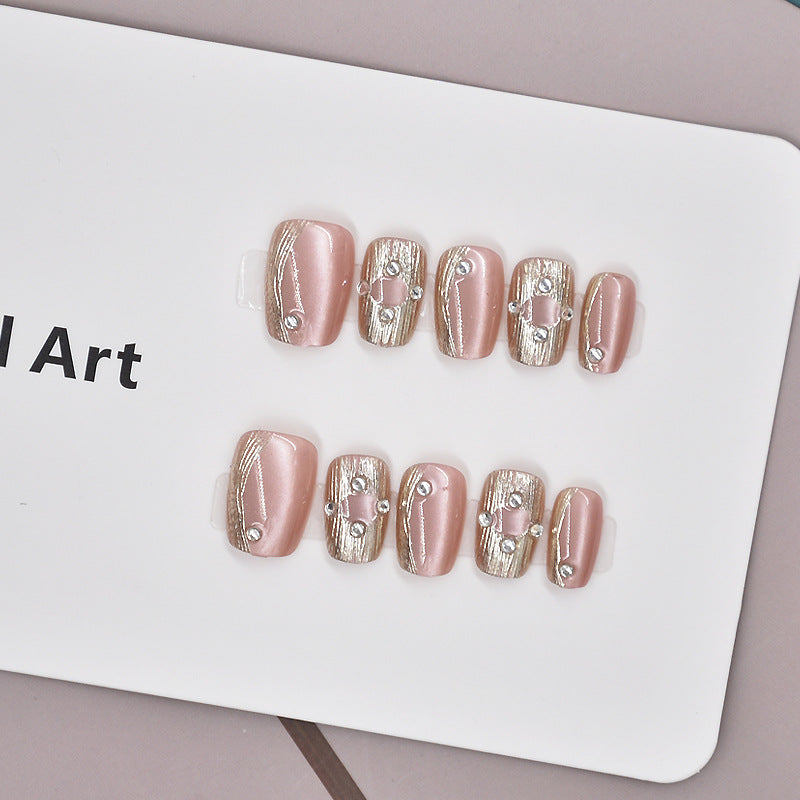 Glamorous Heart-Themed Press-On Nail Set Bowlift