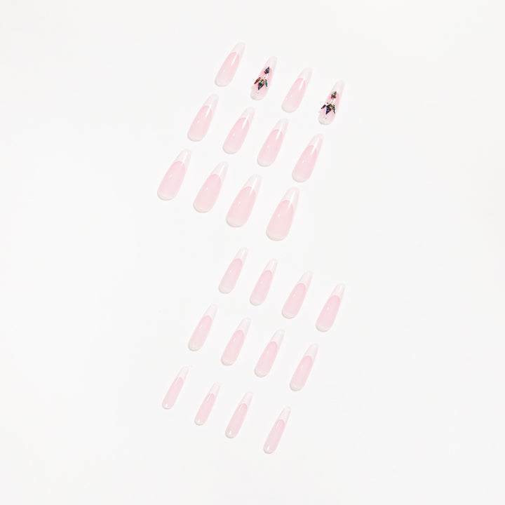 Premium Nail Extensions with Elegant Designs and Glitter Accents Bowlift