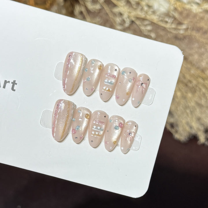 Starry Galaxy-Inspired Press-On Nail Art Set Bowlift