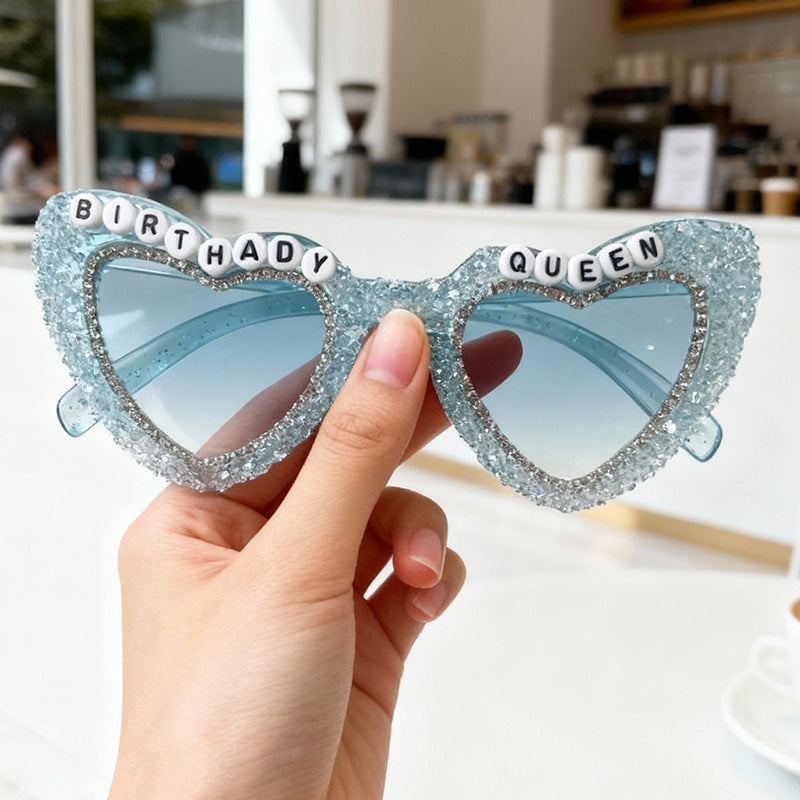 Rhinestone-Embellished Heart Sunglasses Bowlift