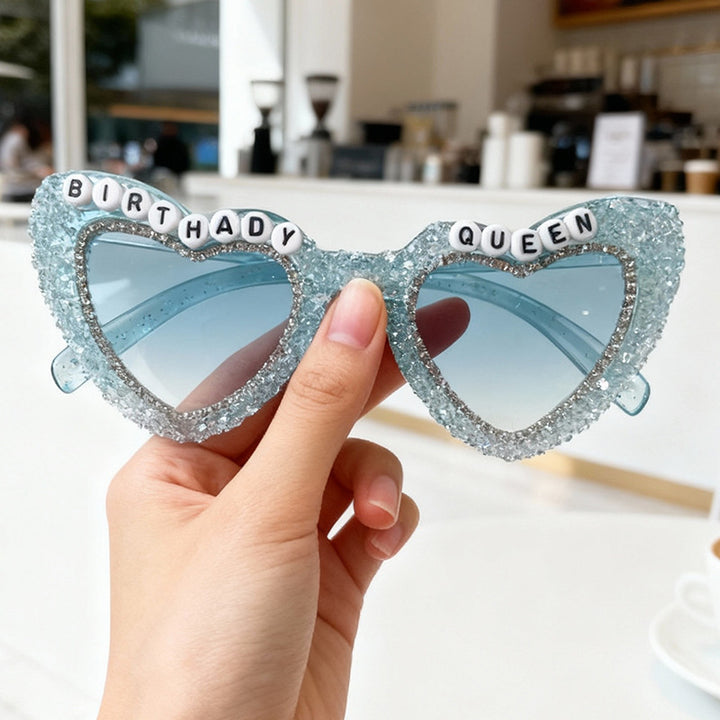Rhinestone-Embellished Heart Sunglasses Bowlift