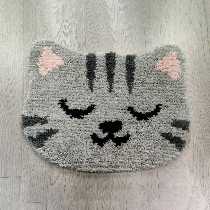Cute Cat-Shaped Plush Bath Mat